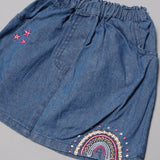 BLUE WITH PINK STARS DENIM SKIRT FOR GIRLS