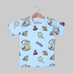 SKY BLUE GARFIELD PRINTED HALF SLEEVES T-SHIRT FOR BOYS
