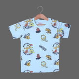 SKY BLUE GARFIELD PRINTED HALF SLEEVES T-SHIRT FOR BOYS