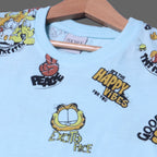 SKY BLUE GARFIELD PRINTED HALF SLEEVES T-SHIRT FOR BOYS