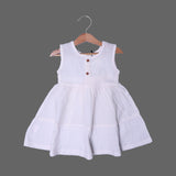 CREAM SLEEVES LESS COTTON FABRIC FROCK FOR GIRLS