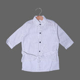 WHITE THIN BLUE STRIPES TROUSER & SHIRTS FOR GIRLS