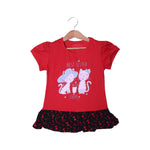 Load image into Gallery viewer, RED &amp; BLACK BEST SISTER EVER PRINTED T-SHIRT TOP FOR GIRLS
