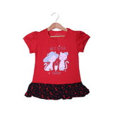 RED & BLACK BEST SISTER EVER PRINTED T-SHIRT TOP FOR GIRLS