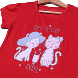 RED & BLACK BEST SISTER EVER PRINTED T-SHIRT TOP FOR GIRLS