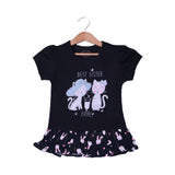 BLACK & BLACK BEST SISTER EVER PRINTED T-SHIRT TOP FOR GIRLS