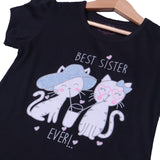 BLACK & BLACK BEST SISTER EVER PRINTED T-SHIRT TOP FOR GIRLS