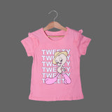 PEACH TWEETY PRINTED T-SHIRT TOP FOR GIRLS