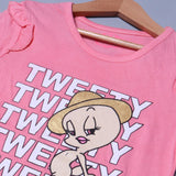 PEACH TWEETY PRINTED T-SHIRT TOP FOR GIRLS