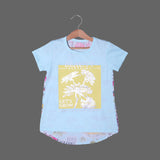 SKY BLUE BEAUTY BLOSSOMS PRINTED T-SHIRT TOP FOR GIRLS