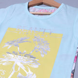 SKY BLUE BEAUTY BLOSSOMS PRINTED T-SHIRT TOP FOR GIRLS