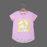 BABY PINK BEAUTY BLOSSOMS PRINTED T-SHIRT TOP FOR GIRLS