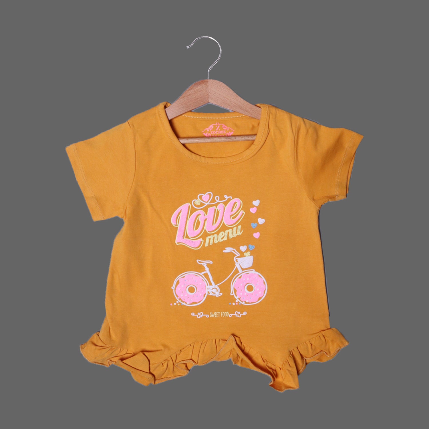 MUSTARD LOVE MENU PRINTED T-SHIRT TOP FOR GIRLS Secondary image