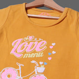 MUSTARD LOVE MENU PRINTED T-SHIRT TOP FOR GIRLS