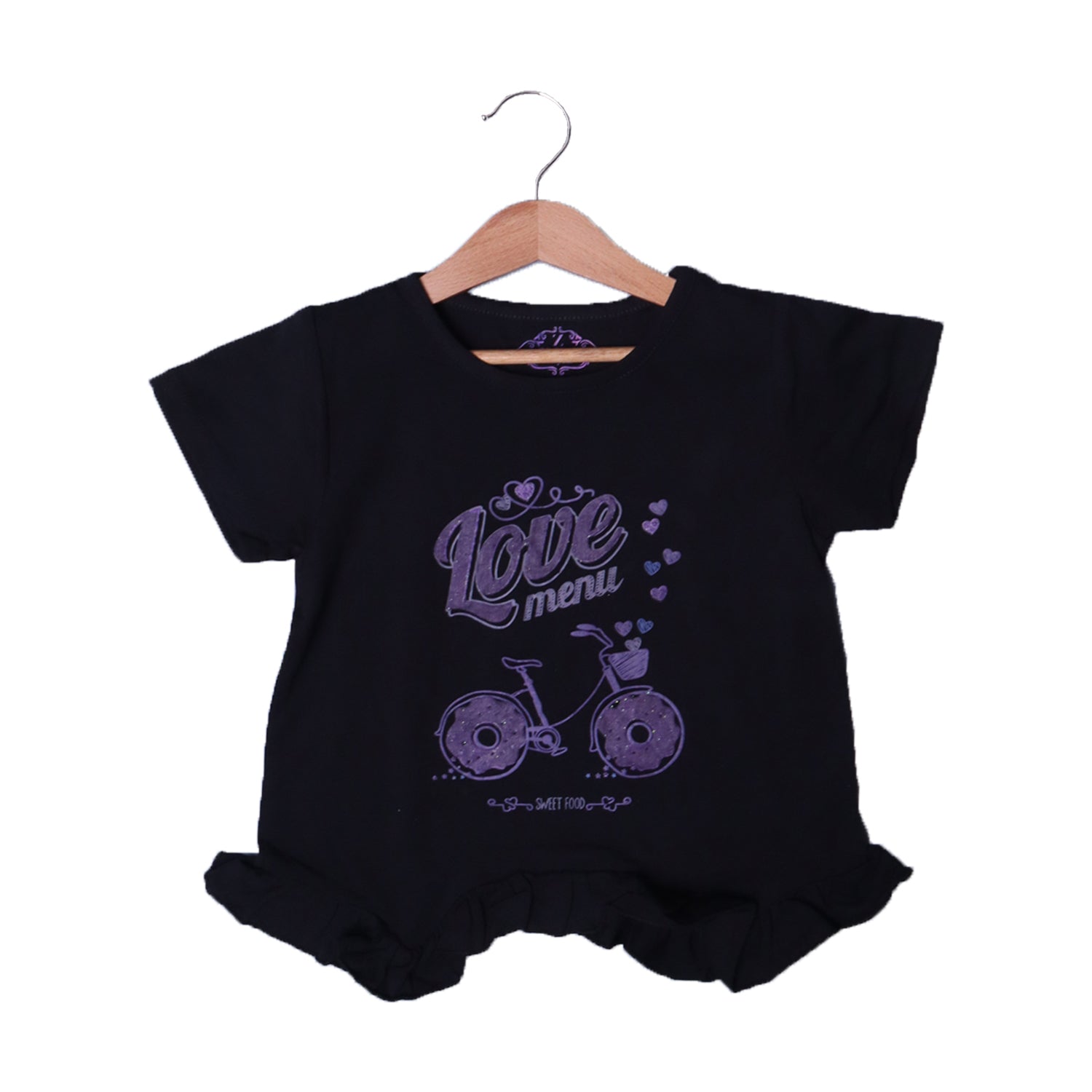 BLACK LOVE MENU PRINTED T-SHIRT TOP FOR GIRLS Secondary image