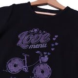 BLACK LOVE MENU PRINTED T-SHIRT TOP FOR GIRLS