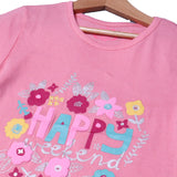 NEW PINK HAPPY WEEKEND PRINTED T-SHIRT TOP FOR GIRLS
