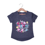 Load image into Gallery viewer, CHARCOAL GREY HAPPY WEEKEND PRINTED T-SHIRT TOP FOR GIRLS
