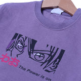 DARK PURPLE THE POWER IS ON PRINTED SWEATSHIRT