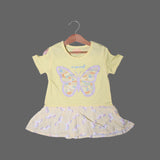 YELLOW IN YOURSELF BUTTERFLY PRINTED T-SHIRT TOP FOR GIRLS