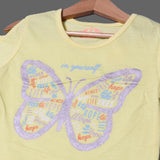 YELLOW IN YOURSELF BUTTERFLY PRINTED T-SHIRT TOP FOR GIRLS