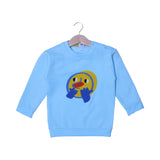 SKY BLUE EMOJI EMBROIDERED FLEECE FABRIC SWEATSHIRT