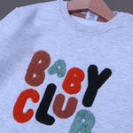 Load image into Gallery viewer, ASH WHITE BABY CLUB EMBROIDERED FLEECE FABRIC SWEATSHIRT

