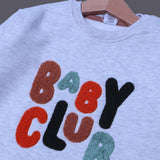 ASH WHITE BABY CLUB EMBROIDERED FLEECE FABRIC SWEATSHIRT