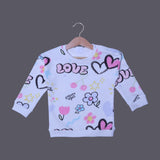 OFF WHITE LOVE & HEART PRINTED TERRY FABRIC SWEATSHIRT FOR GIRLS