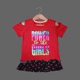 RED & BLACK POWER TO THE GIRLS PRINTED T-SHIRT TOP FOR GIRLS
