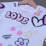 OFF WHITE LOVE & HEART PRINTED TERRY FABRIC SWEATSHIRT FOR GIRLS