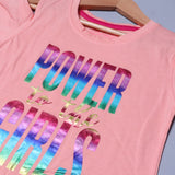 PEACH & WHITE POWER TO THE GIRLS PRINTED T-SHIRT TOP FOR GIRLS