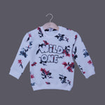Load image into Gallery viewer, WHITE FLOWERS WILD ONE EMBROIDERED FLEECE FABRIC SWEATSHIRT FOR GIRLS
