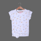 WHITE PINEAPPLES PRINTED T-SHIRT TOP FOR GIRLS