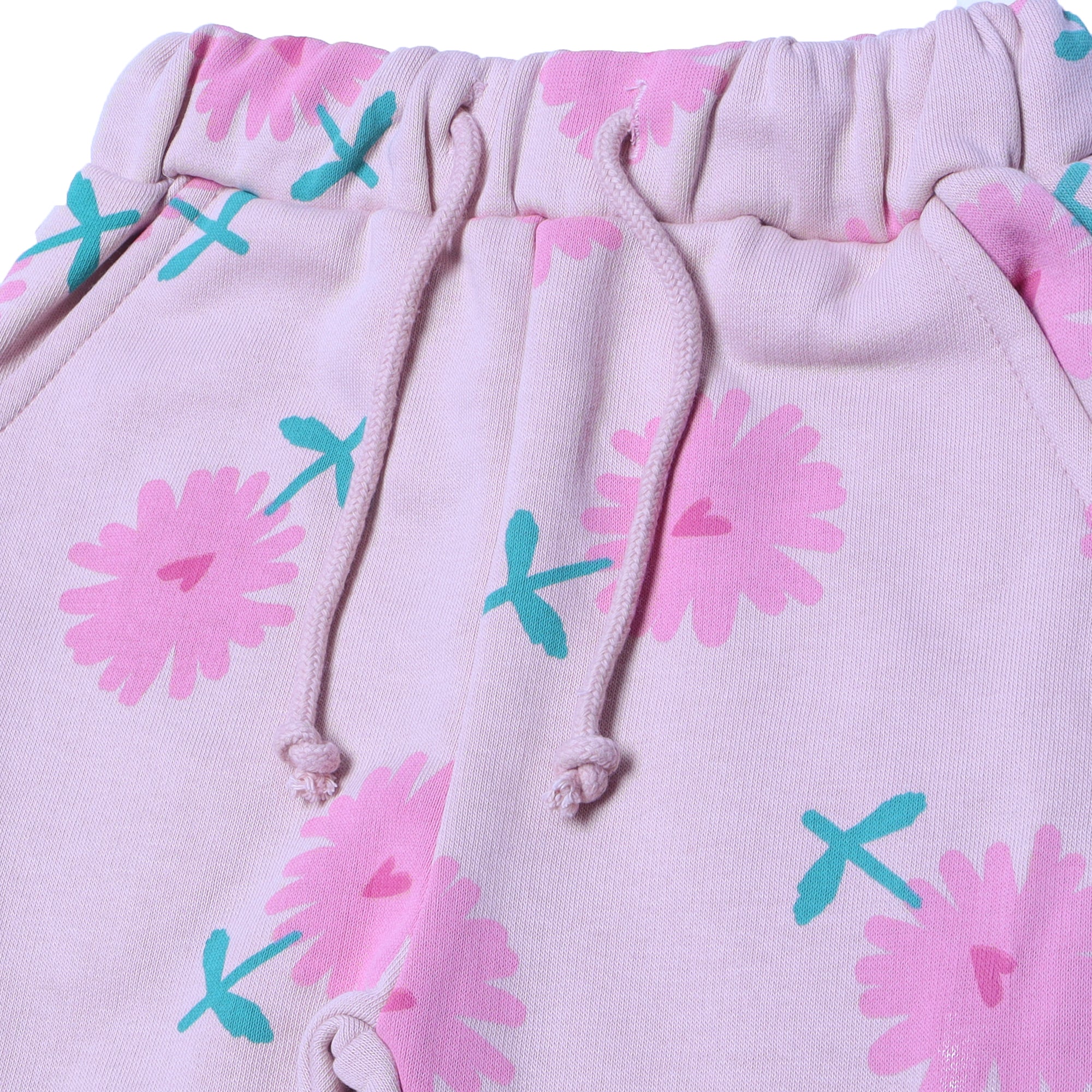 PINK WITH FLOWERS PRINTED DOUBLE POCKET JOGGER PANTS TROUSER Secondary image