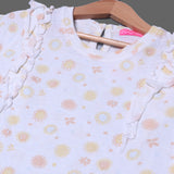 WHITE WITH YELLOW FLOWERS PRINTED T-SHIRT TOP FOR GIRLS