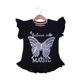 BLACK BELIEVE IN BUTTERFLY PRINTED T-SHIRT TOP FOR GIRLS