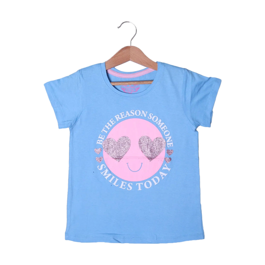 BLUE BE THE REASON HEARTS PRINTED T-SHIRT TOP FOR GIRLS