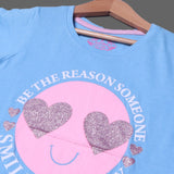 BLUE BE THE REASON HEARTS PRINTED T-SHIRT TOP FOR GIRLS