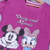 DARK PURPLE DAISY & MINNIE PRINTED T-SHIRT TOP FOR GIRLS