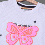 Load image into Gallery viewer, ASH WHITE EVER CHANGED BUTTERFLIES PRINTED T-SHIRT TOP FOR GIRLS
