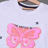 ASH WHITE EVER CHANGED BUTTERFLIES PRINTED T-SHIRT TOP FOR GIRLS