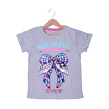 HAZEL GREY COLORFUL HAPPY PRINTED T-SHIRT TOP FOR GIRLS