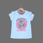 SKY BLUE THERE IS NO PLANET B FLOWERS PRINTED T-SHIRT TOP FOR GIRLS