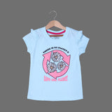 SKY BLUE THERE IS NO PLANET B FLOWERS PRINTED T-SHIRT TOP FOR GIRLS
