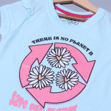 SKY BLUE THERE IS NO PLANET B FLOWERS PRINTED T-SHIRT TOP FOR GIRLS