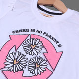 WHITE THERE IS NO PLANET B FLOWERS PRINTED T-SHIRT TOP FOR GIRLS