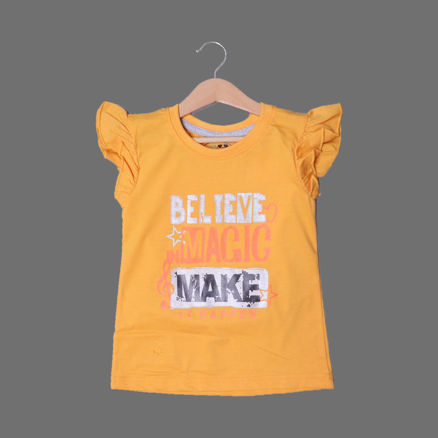 MUSTARD BELIEVE MAGIC PRINTED T-SHIRT TOP FOR GIRLS Secondary image