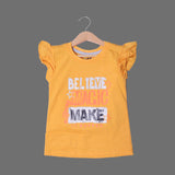 MUSTARD BELIEVE MAGIC PRINTED T-SHIRT TOP FOR GIRLS