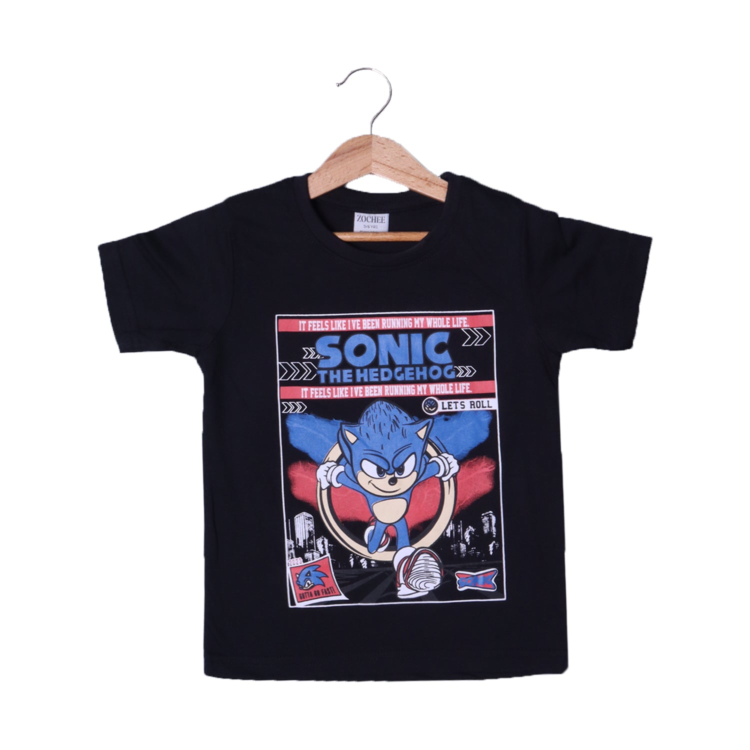 BLACK SONIC PRINTED HALF SLEEVES T-SHIRT FOR BOYS Secondary image